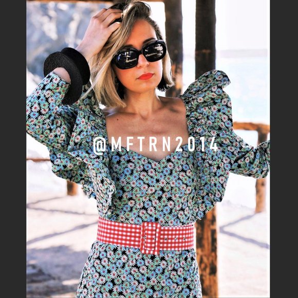 ZARA Floral Printed Dress with Ruffles - Picture 2 of 16